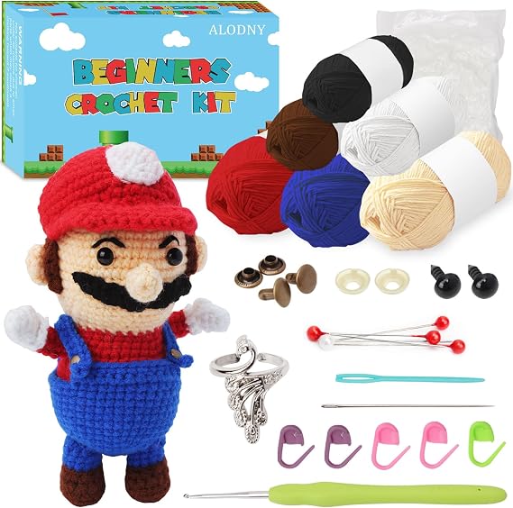 ALODNY Crochet Kit for Beginners,Beginner Crochet Kit for Adults,Knitting Kits Hooks Yarn Set with Step-by-Step Video Tutorials